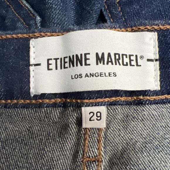 Etienne Marcel Womens Denim Jeans High Rise Skinny Raw Hem Dark Wash Size 29 - Picture 6 of 9